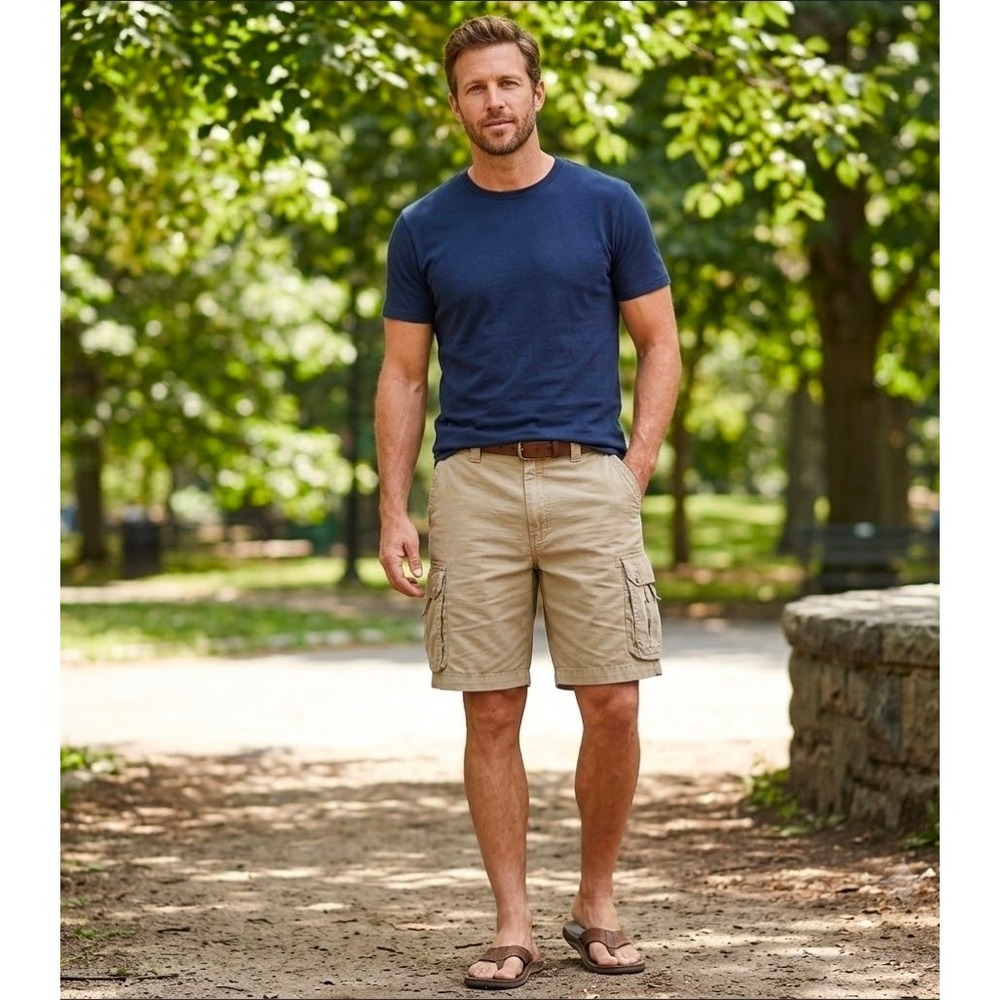 Duck Head Vintage Mens Khaki Tan Ripstop Cargo Shorts Size 38 Utility Casual